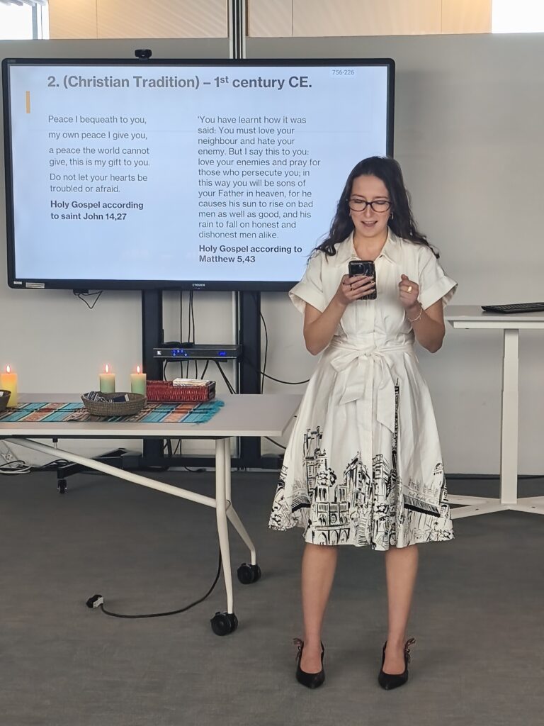Students participating in a peace dialogue workshop in a multicultural setting